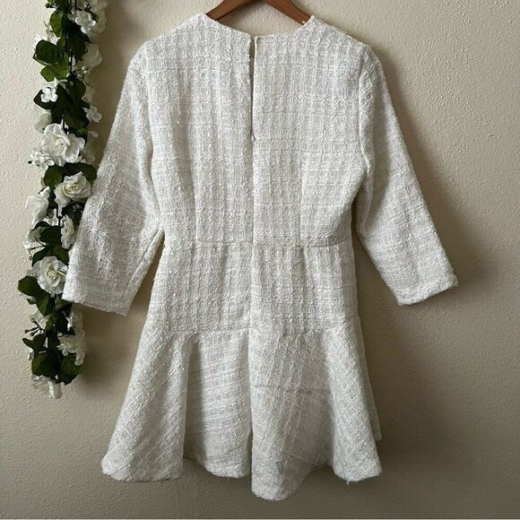 Zara White Tweed Peplum Side Gold Buttons Structured
Mini Dress Sz S fit & flare - Picture 8 of 15